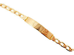 Браслет Позолота 18K Панцирне Плетіння Декор Вигнута Пластина з Напиленням Круги довжина 18 см (844308) ТМ