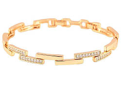 Браслет Позолота 18K «Візерунок з доріжками цирконію» довжина з замком 17.5,19.5см х 6мм (257330) ТМ XUPING