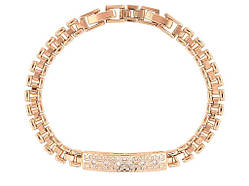 Браслет Позолота 18K «Браслетне плетіння з пластиною» довжина з замком 17.5,19.5см х 6мм (257359) ТМ XUPING