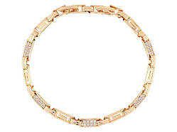 Браслет Позолота 18K «Різьблені ланки і з цирконієм» довжина з замком 18,20см х 5мм (257361) ТМ XUPING