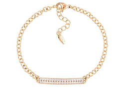 Браслет Позолота 18K «Панцирний ланцюжок з пластиною цирконію» довжина з ланцюжком 17-20.5см х 3мм (257371) ТМ