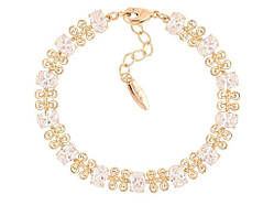 Браслет Позолота 18K «Декоративний візерунок з фіанітами» довжина з ланцюжком 18-21см х 7мм (257386) ТМ XUPING