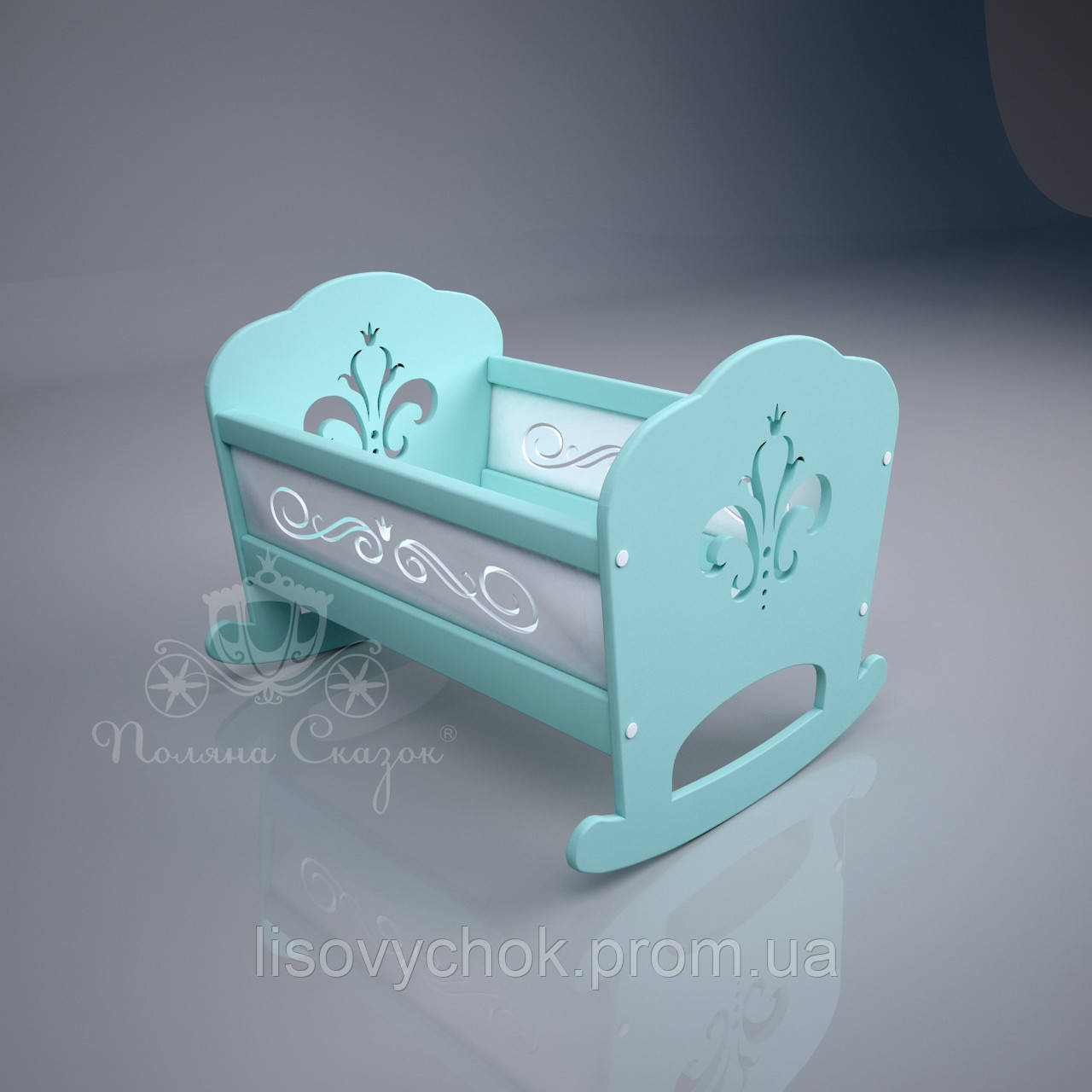 Лялькова ліжечко "Lily" Бірюза. МДФ, вільха