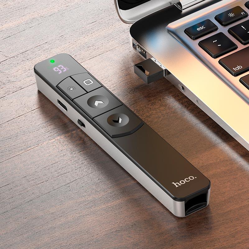 Презентер-клікер з акумулятором Hoco GM202 + LCD-дисплей, 100 метрів. Пульт для презентацій, фото 1