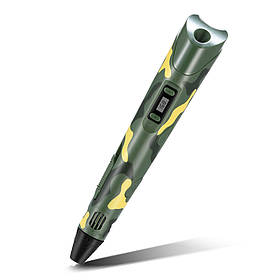 3D-ручка 3D PEN 3 з LCD-дисплеєм з набором PLA пластику 100м (5х20) Камуфляж