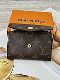 Жіночий гаманець Louis Vuitton коричневий + рожевий конверт міні Луї Віттон, фото 2