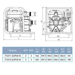 Мотопомпа 6,5 л. с. Hmax 30м Qmax 60 м3/год (4-х тактний) LEO (772515), фото 2