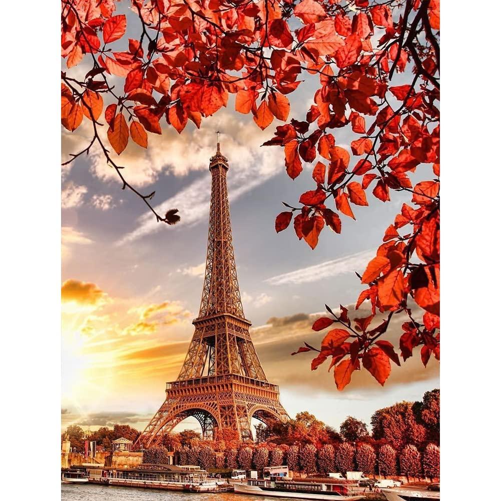 Алмазна мозаїка на підрамнику картина стразами 40х50 см DIY Осінь у Парижі (SGLE 77475 - C)