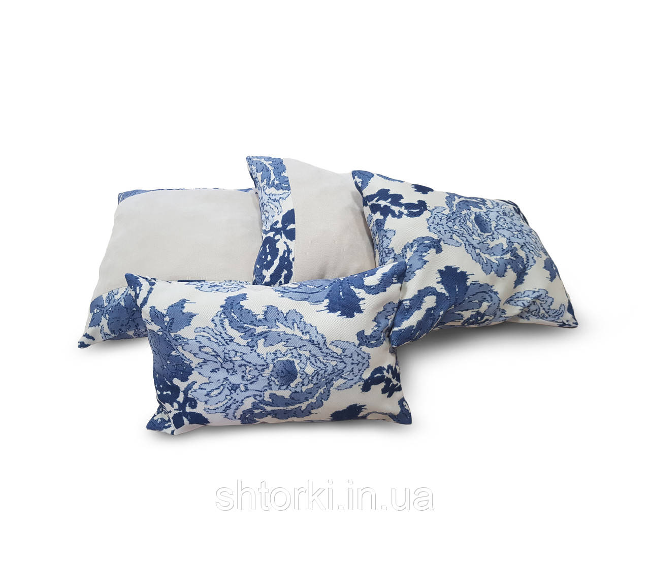 Комплект декоративних подушок Firanka Blue 35х35см 2шт 40х25см 2шт бежевий і синій (п_0403)