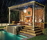 Гірлянда вулична 50м 500led теплий колір на сонячній батареї з пультом дистанційного керування великі краплі роси, фото 5