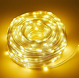 Гірлянда вулична 50м 500led теплий колір на сонячній батареї з пультом дистанційного керування великі краплі роси, фото 2
