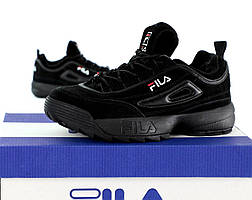 Fila Disruptor Black зимові жіночі кросівки чорні
