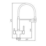 Змішувач для кухні під осмос GAPPO G4395-59 з гнучким виливом, збройова сталь, фото 9