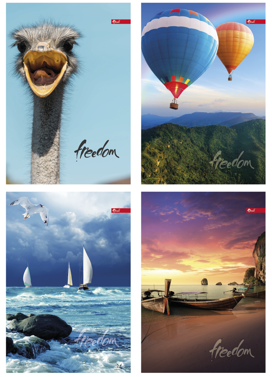 Блокнот А4 144 арк тв палітурка клітинка Свобода асорті