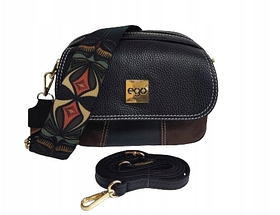 Сумка Ego натуральна чорно-коричнева шкіра