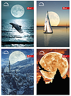 Блокнот А6 64 арк тв палітурка клітинка мат лам УФ лак Місяць асорті