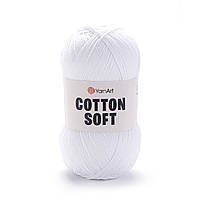 Yarnart COTTON SOFT (Котон Софт) № 62 яскраво білий (Пряжа бавовна з акрилом, нитки для в'язання)