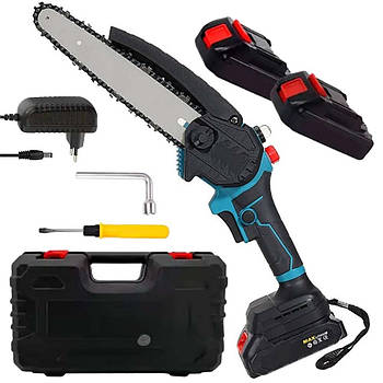 Акумуляторна ланцюгова пила в кейсі+2 акумулятори 18V / Ручна акумуляторна електропила / Міні пила для саду