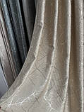 Штори абстракція бежева мішковина велюр, фото 5