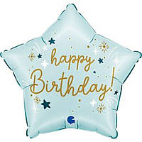 Фольгована кулька коло Happy Birthday блакитна 18" Grabo УП