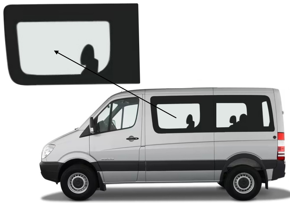 Бічне скло Mercedes Sprinter 2006-2018 салону переднє ліве коротка база, фото 1