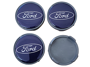 Ковпачки, заглушки на диски Ford форд 56 мм / 52 мм сині 4 шт