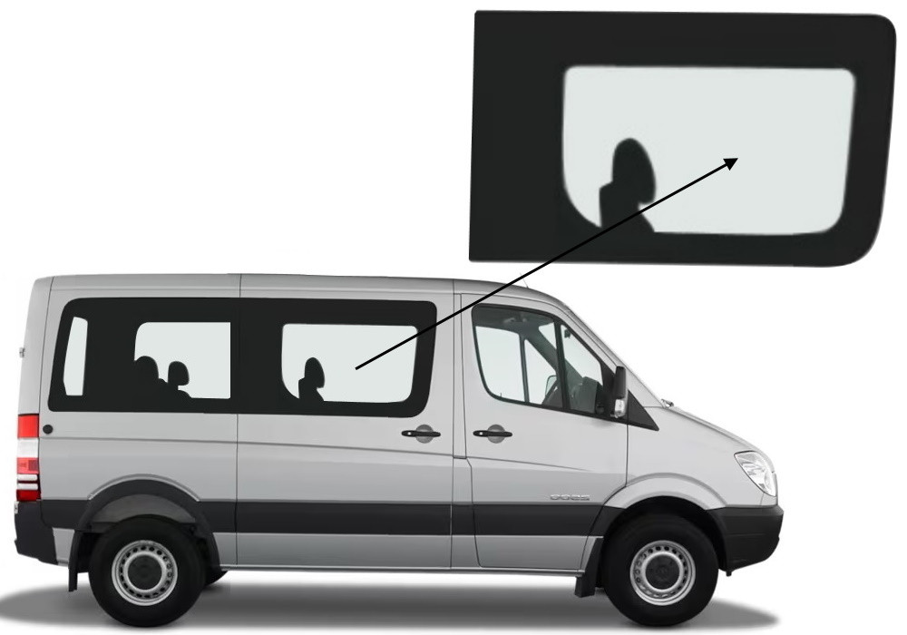 Бічне скло Mercedes Sprinter 2006-2018 салону переднє праве коротка база, фото 1