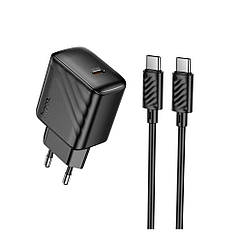 Мережевий зарядний пристрій Hoco CS24A 1USB-C PD/QC 25W+Type-C to Type-C Колір Чорний