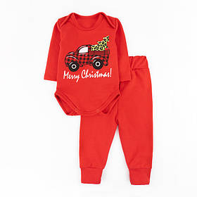 Дитячий теплий святковий костюм для новонародженого хлопчика Machine зріст 62 см (1 - 3 місяці) Malena Червоний