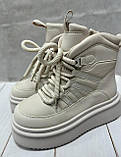 Дитячі підліткові зимові черевики на овчині paliament бежеві 33-37, фото 2