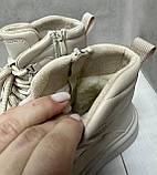 Дитячі підліткові зимові черевики на овчині paliament бежеві 33-37, фото 3