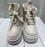 Дитячі підліткові зимові черевики на овчині paliament бежеві 33-37, фото 5