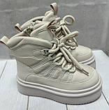 Дитячі підліткові зимові черевики на овчині paliament бежеві 33-37, фото 4