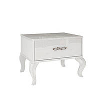Класична приліжкова тумба біла глянцева класика з шухлядою на ніжках у спальню 55 см Імперія Миро-Марк
