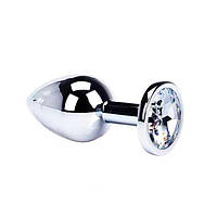 Стальна анальна пробка із кристалом, 4 см