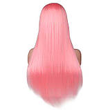 Перука аніме 70 см з довгим рубчиком рожевий, фото 2