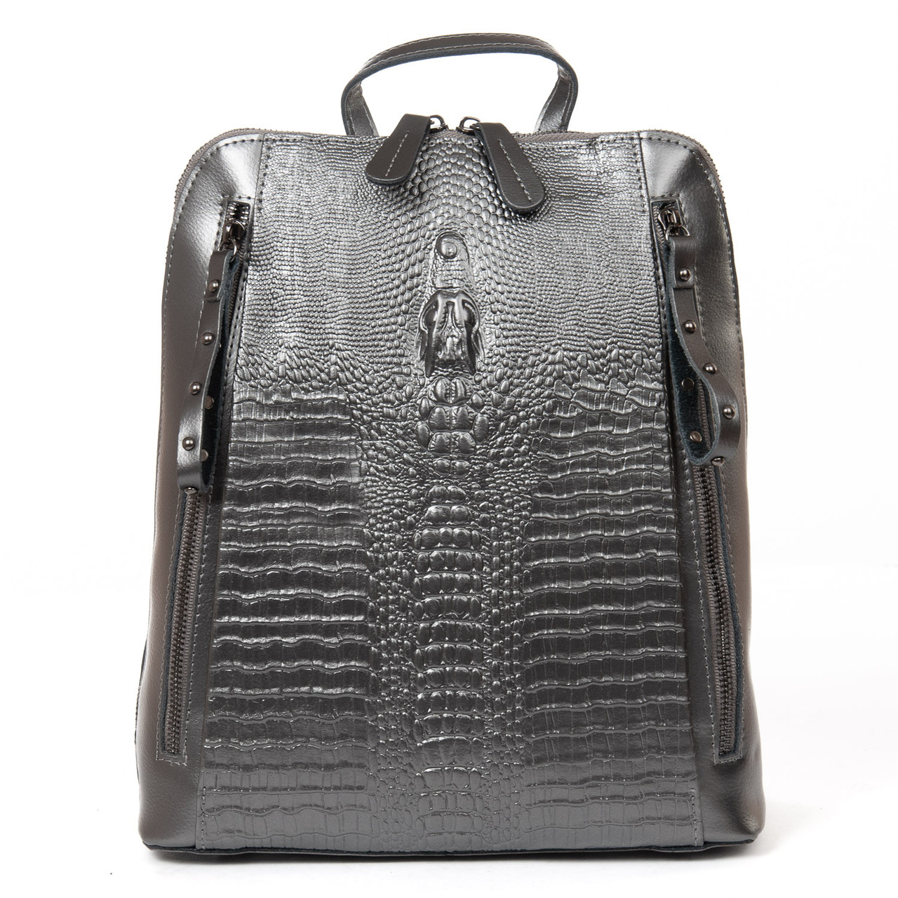 Жіночий шкіряний рюкзак 8629 gray. Купити жіночі рюкзаки гуртом і в роздріб із натуральної шкіри в Україні
