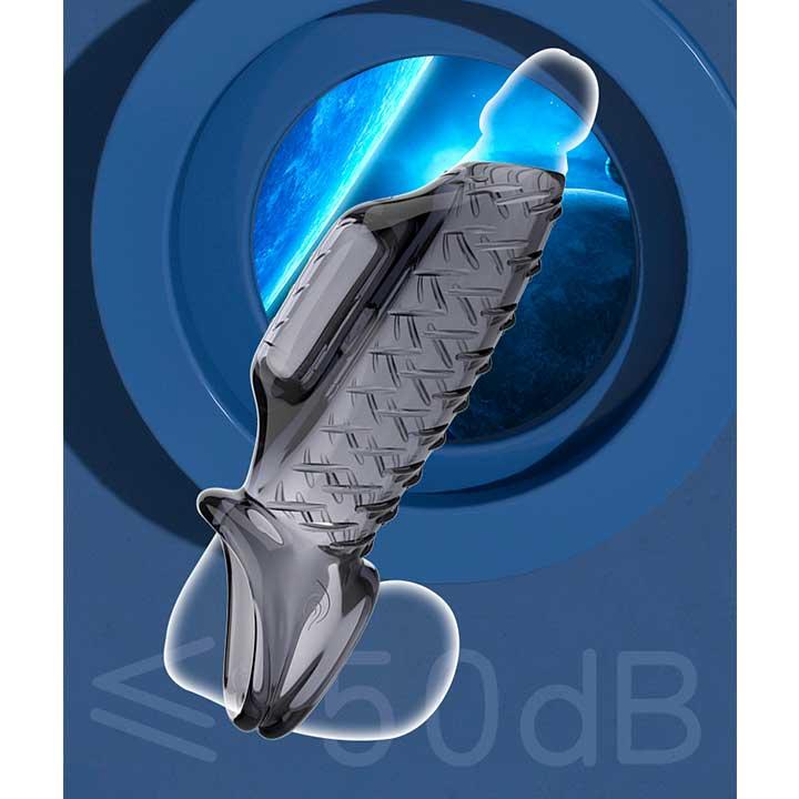 Насадка на пеніс та мошонку з вібрацією Choke Ring графіт, фото 1