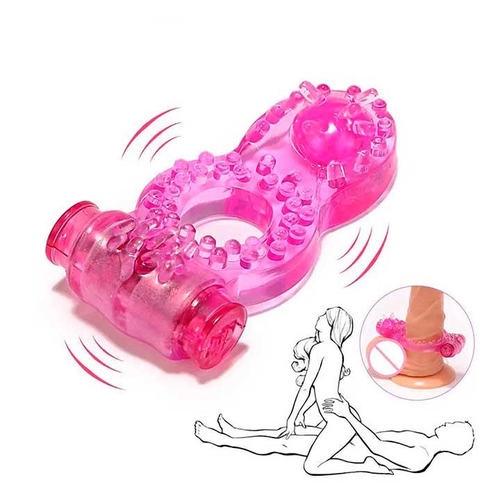 Еластичне ерекційне кільце зі щетинками та вібрацією, фото 1