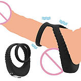 Потрійне ерекційне віброкольцо на пенис і мошонку USB, фото 6