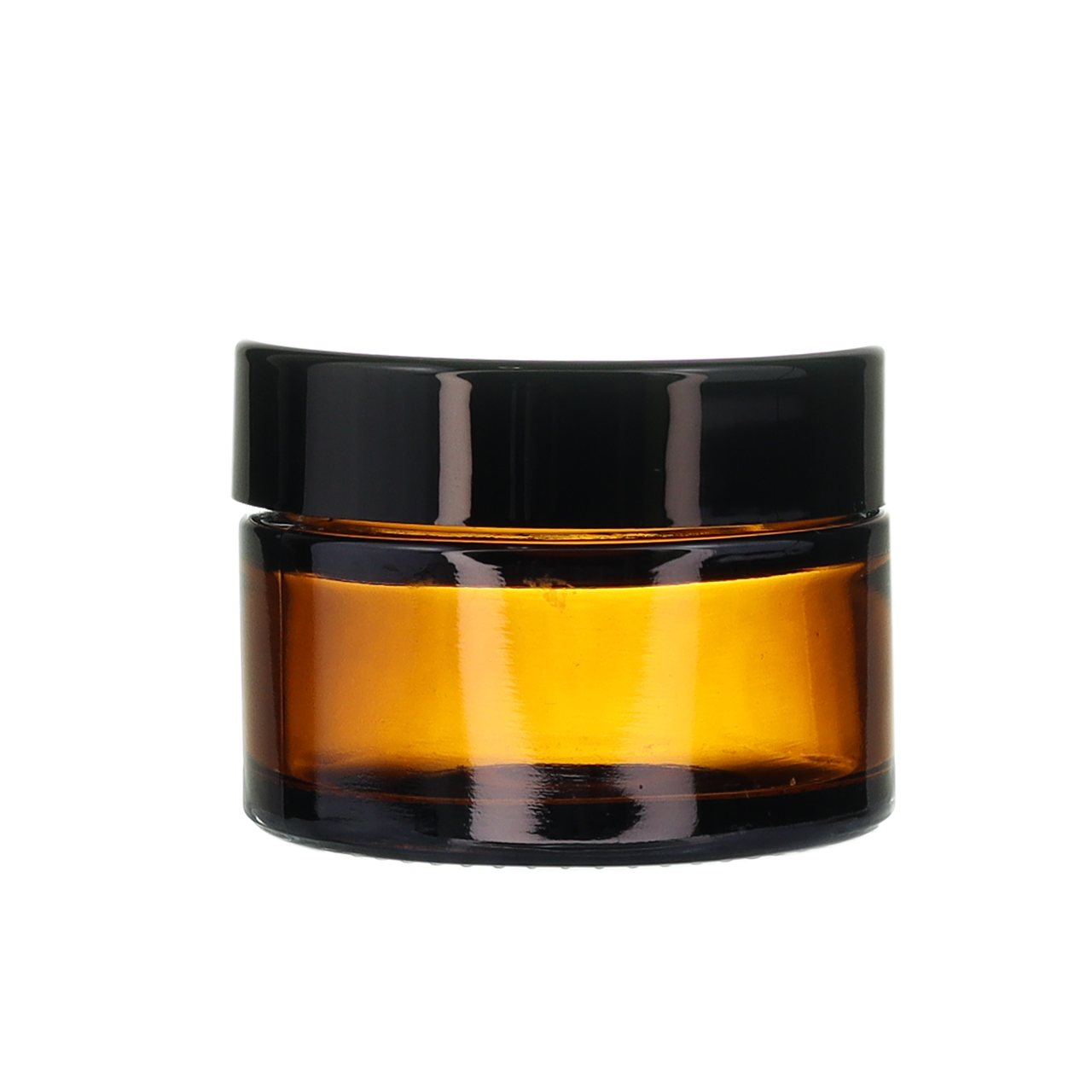 Банка скляна прозора коричнева з чорною глянсовою кришкою для крему 30 мл, фото 1