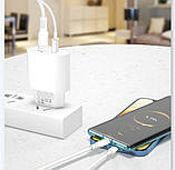 Блок живлення XO-L81A  з кабелем Type-C - Lightning (Iphone)  Швидка зарядка Quick Charge 3.0 USB 18W + Type C (PD 20W) Білий, фото 2