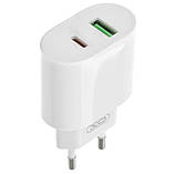 Блок живлення XO-L81A  з кабелем Type-C - Lightning (Iphone)  Швидка зарядка Quick Charge 3.0 USB 18W + Type C (PD 20W) Білий, фото 4