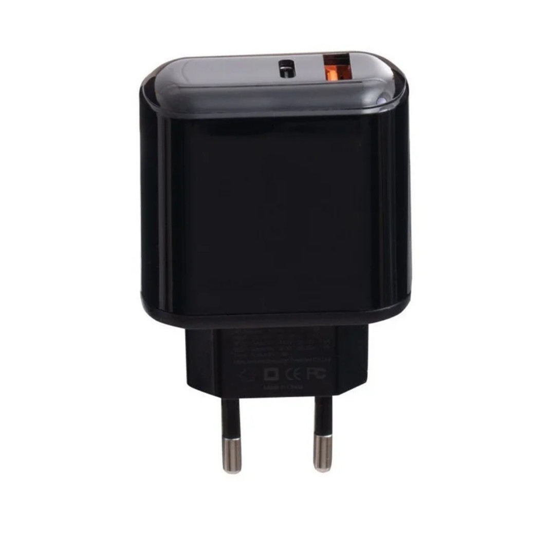 Блок живлення з дисплеєм XO-L42 Швидка зарядка Quick Charge 3.0 USB + Type C Чорний