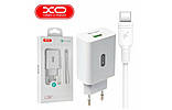 Блок живлення XO-L36 з USB кабелем Type-C Швидка зарядка Quick Charge 3.0 Білий, фото 2