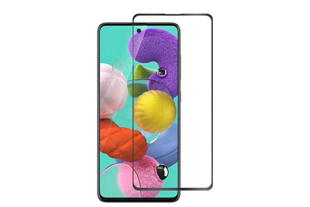 Загартоване захисне скло на Samsung Galaxy A51 (A515) Чорна рамка, фото 1
