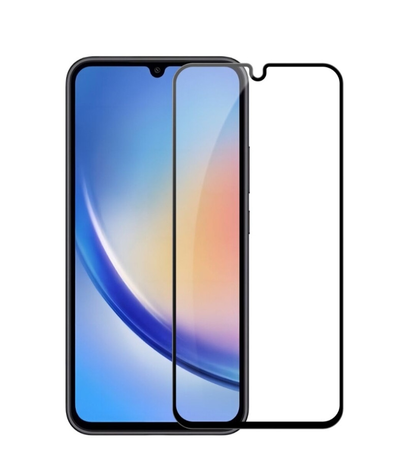 Загартоване захисне скло на смартфон Samsung Galaxy A34/ Чорна рамка, фото 1