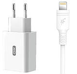 Блок живлення XO-L36 з кабелем Lightning Швидка зарядка Quick Charge 3.0 Білий, фото 2