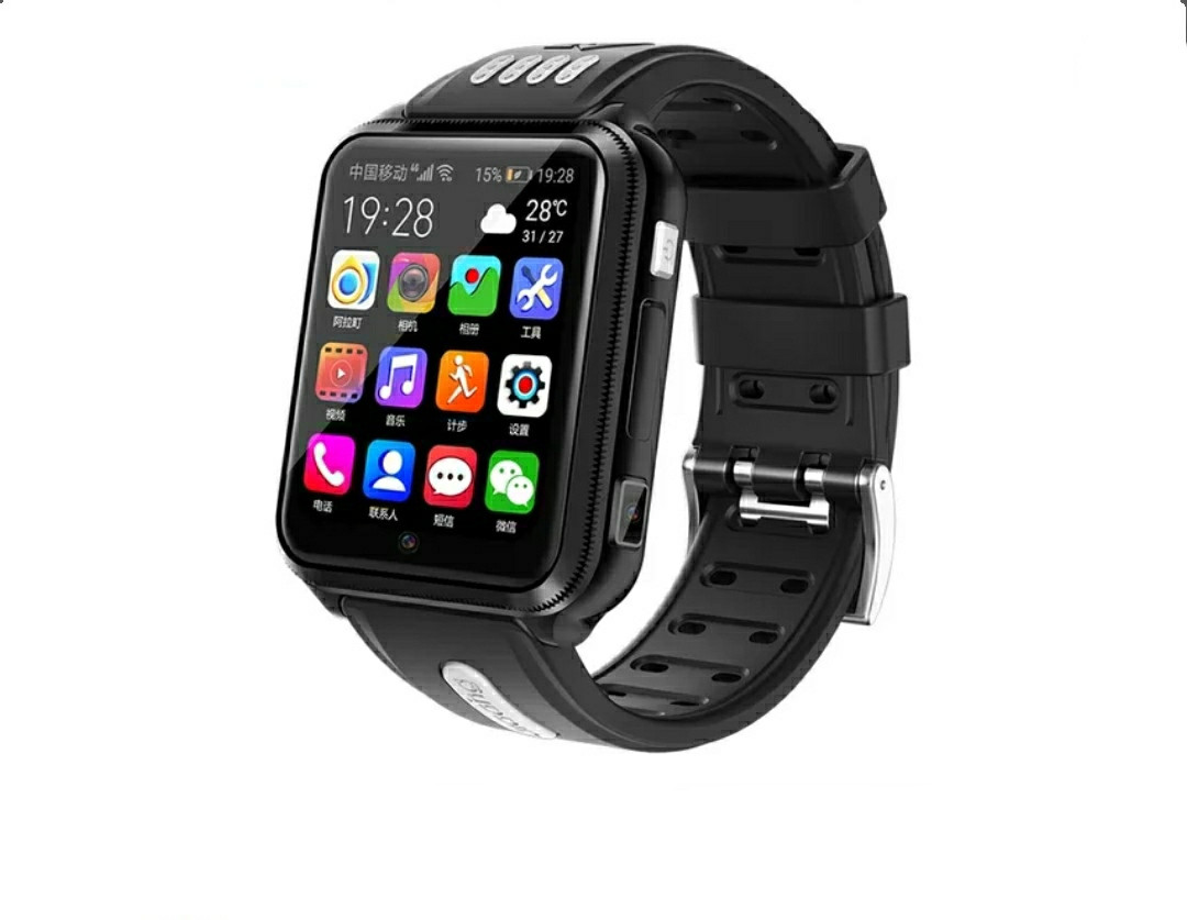 Годинник смартфон на Android / GPS Wi-Fi 4G / 2 камери / 1080 mAh / Чорний