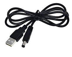 Кабель для живлення роутерів та інших пристроїв 5.5 * 2.5 мм. / DC 5 вольт / 100 см. / Чорний